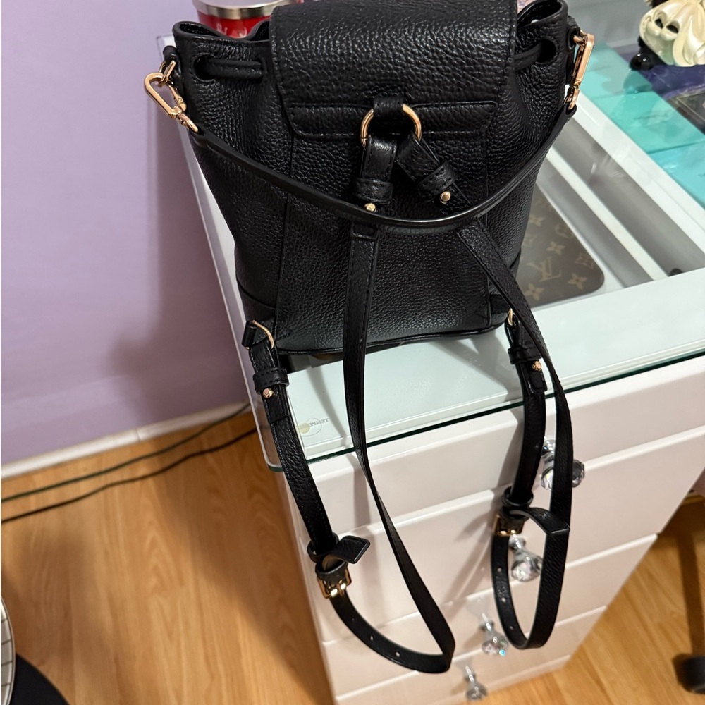 Tory Burch Black Pebbled Leather Mini  Backpack - Picture 4 of 5